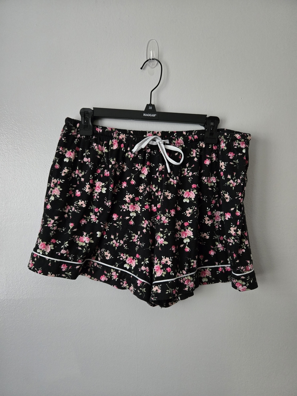 Flora Nikrooz Black Pink Floral Button Down Top & Shorts 2pc Pajama Set XL - Picture 7 of 8